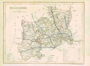 1855 - Original antique map of "MIDDLESEX" by JOSHUA ARCHER (29)