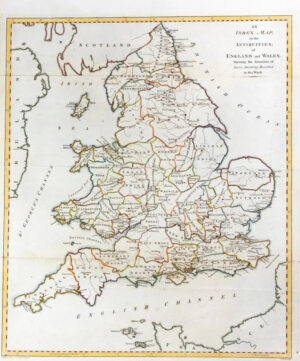 1787 - Rare Original Antique Map of ANTIQUITIES OF ENGLAND & WALES Hooper (LM7)