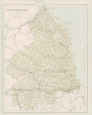 1868 - Original Colour Antique Map of NORTHUMBERLAND by W Hughes (FC33)