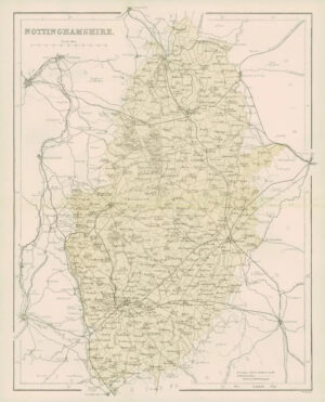 1868 - Original Colour Antique Map of NOTTINGHAMSHIRE by W Hughes (FC32)