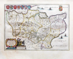 1659 Original Map of KENT Cantium by J. Blaeu Spanish Edition (EB)