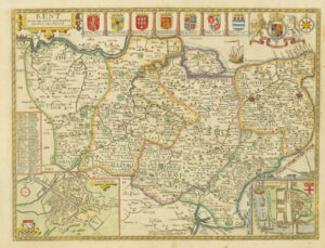 1716/1754 - Original Large Antique Map KENT by John Speed Henry Overton Edition