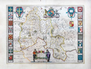 1659 OXFORDSHIRE Oxonium Map by Blaeu Rare Spanish Edition (EB)