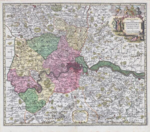 c1740 Regio Magnae Brittaniae Metropolis LONDINI Map of London by Lotter (LM13)