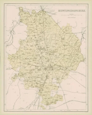 1868 - Original Colour Antique MAP of HUNTINGDONSHIRE by W Hughes (FC55)
