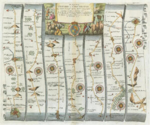 1675 OXFORD > CHICHESTER Large Road Map Ogilby Abingdon Basingstoke Petersfield