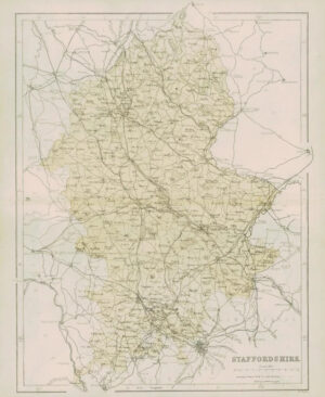 1868 - Original Colour Antique Map of STAFFORDSHIRE by W Hughes (FC28)