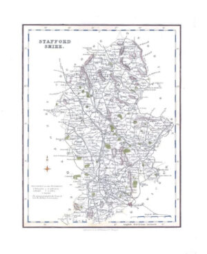 1836 - Original Antique Map of STAFFORDSHIRE by Fullerton (FCM16)