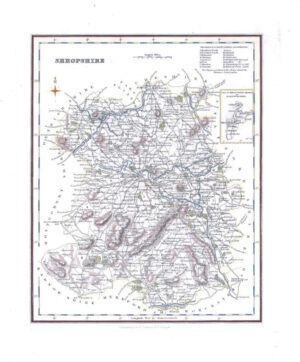 1836 - Original Antique Map of SHROPSHIRE by Fullerton (FCM10)
