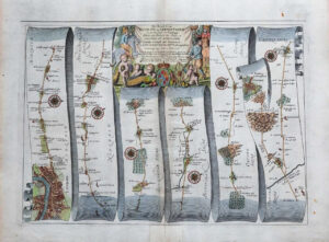 1675 LONDON to ABERISTWITH Ogilby Road Map Uxbridge High Wickham Oxford Islip