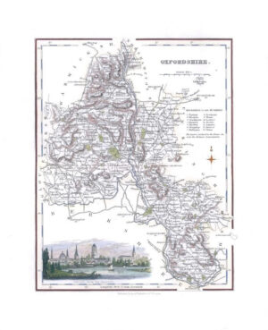 1836 - Original Antique Map of OXFORDSHIRE View of Oxford by Fullerton(FCM9)