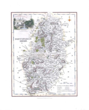 1836 - Original Antique Map of NOTTINGHAMSHIRE View Newshtad by Fullerton(FCM18)