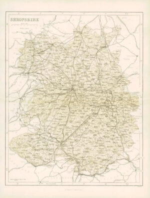 1865 - Original Antique Map of "SHROPSHIRE" by W Hughes (NG52)