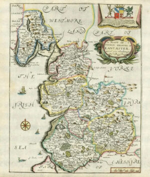 1673 1st ISSUE Map of Lancashire 'A MAPP OF COUNTY OF LANCASTER' Richard Blome