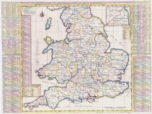 1719 Map NOUVELLE CARTE DE L'ANGLETERRE Chatelain England Wales (HAC)