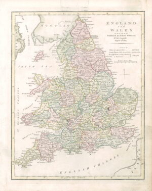 1809 Original Antique Map of ENGLAND AND WALES by Wilkinson (WKM4)