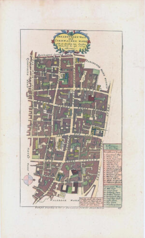 1755 Antique Map Plan London BREAD STREET WARD & CORDWAINER Cheapside Stow (ST8)