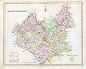 1831 - LEICESTERSHIRE Original Antique LARGE COLOURED Map by HENRY TEESDALE