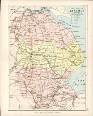 c1883 COUNTY OF LINCOLN MAP Lincolnshire By George Philip (PC19)