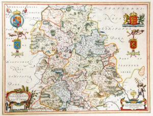 c1646 - Antique large Decorative Map of SHROPSHIRE SALOPIENSIS  by BLAEU (LM7)
