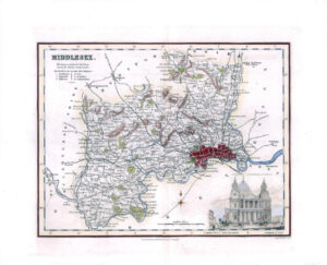 1836 - Original Antique Map of MIDDLESEX View of St Pauls Fullerton (FCM24)
