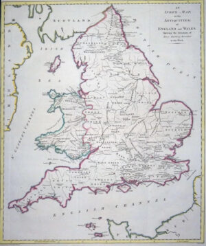 1787 Large Antique Map of ANTIQUITIES OF ENGLAND & WALES by Hooper