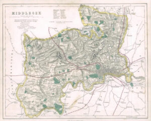 1842 Engraved Map of MIDDLESEX by Fisher (FM2/20)