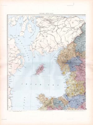1887 Large Antique Folio Map ENGLAND NORTH WEST Stanford (SLA16)