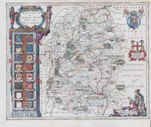 1646 WILTONIA SIVE COMITATUS WILTONI Wiltshire Map by Blaeu Dutch Edition