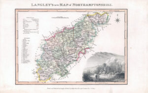 1817 Original Antique LANGLEY'S NEW MAP OF NORTHAMPTONSHIRE Belch (LNM19)