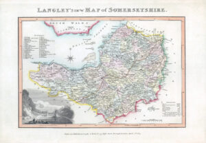 1817 Original Antique LANGLEY'S NEW MAP SOMERSETSHIRE SOMERSET (LNM25)