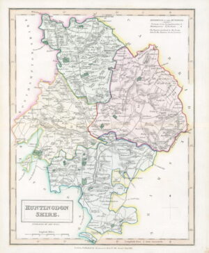 1831 Original Antique Map of HUNTINGDONSHIRE by Chapman Hall