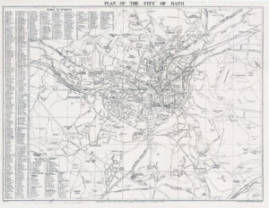 c1910 Original antique folding PLAN OF THE CITY OF BATH Somerset
