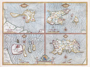 1676 HOLY ILAND GARNSEY FARNE JARSEY Jersey Guernsey by John Speed Map