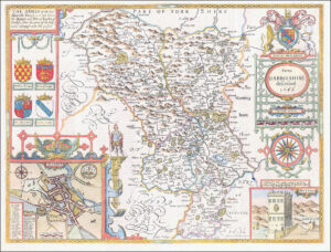 1676 ANNO DARBIESHIRE DESCRIBED Derbyshire by John Speed Map Bassett Chiswell