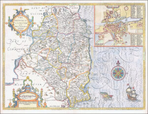 1676 Antique Map LEINSTER Dublin IRELAND John Speed Bassett Chiswell