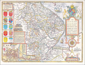 1676 Antique Map LINCOLNSHIRE by John Speed Bassett Chiswell