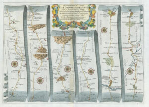1675 LONDON to ABERISTWITH Road Map Ogilby Oxfordshire Islip Broadway Bromyard