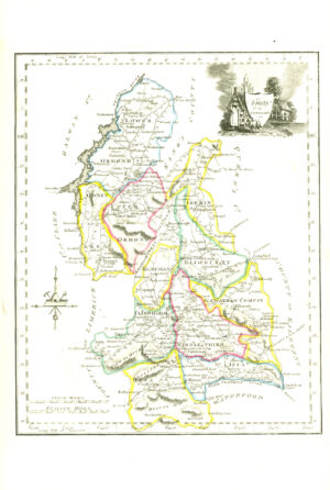 1822 Antique Ireland Irish Map COUNTY OF TIPPERARY by John Grierson (IAE31)