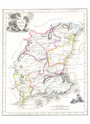 1822 Antique Ireland Irish Map COUNTY OF WEXFORD by John Grierson (IAE35)