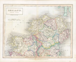 1831 Original Antique Map of IRELAND NORTH PART by Chapman Hall