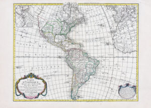 1785 CARTE D'AMERIQUE DRESSEE North & South America Bauche Delisle