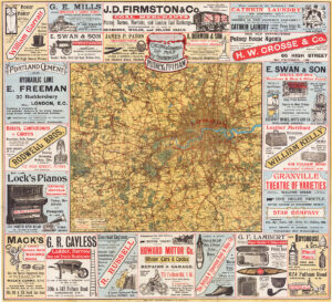 1950 Large original pictorial map LONDON PUTNEY & FULHAM