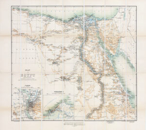 1922 Original folding map titled MAP OF EGYPT by Edward Stanford