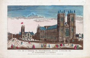 1760 Original Antique Vue d'Optique WESTMINSTER ABBEY London St Marguerite