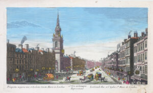 1760 Original Antique Vue d'Optique St. Mary-le-Bow Church Cheapside London