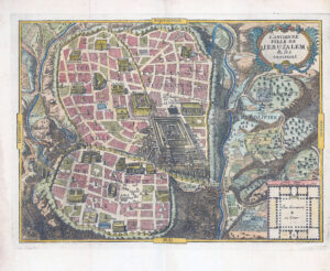 1699 L'ANCIENNE VILLE DE JERUSALEM by Bernard Lamy Antique Print