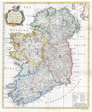 1732  Original Antique MAP OF THE KINGDOM OF IRELAND Rapin Tindal