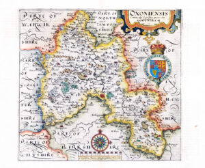 1607 - RARE 1st Edition Original Antique Map OXFORDSHIRE by Saxton Kip/Hole