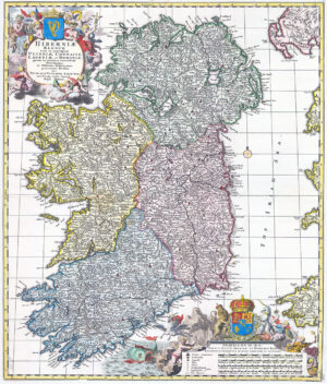 c1689 Original Antique Map HIBERNIAE REGNUM Ireland Nicolaes Visscher